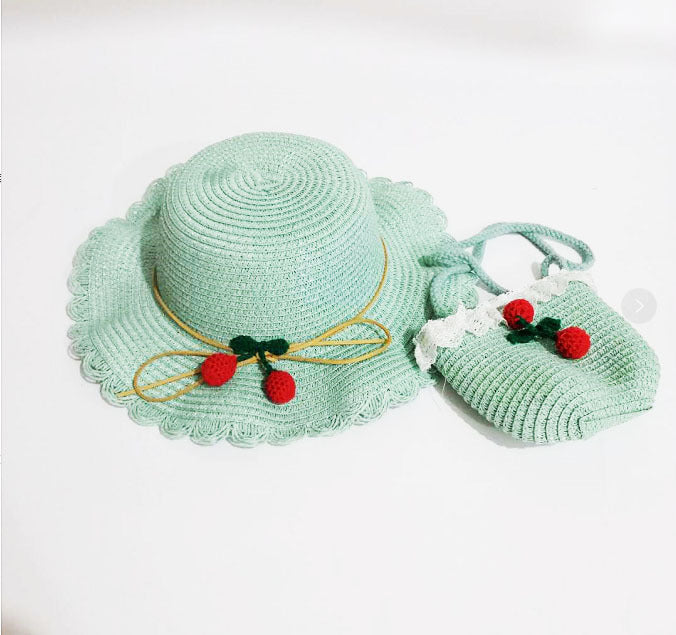 Jewelry WholesaleWholesale Children Cherry Straw Hat Straw Beach Hat Bag JDC-FH-GuoD002 Fashionhat 国冬 %variant_option1% %variant_option2% %variant_option3%  Factory Price JoyasDeChina Joyas De China