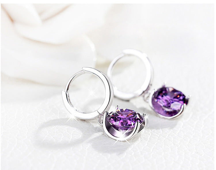 Wholesale temperament long earrings amethyst earrings JDC-ES-GSYSM013