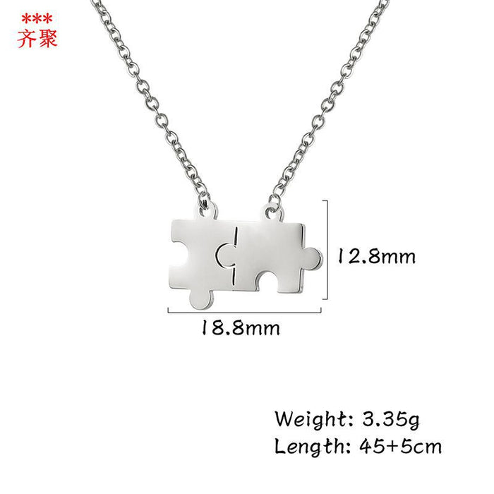 Wholesale Necklace Stainless Steel Simple Puzzle Clavicle Chain JDC-NE-QiJu013