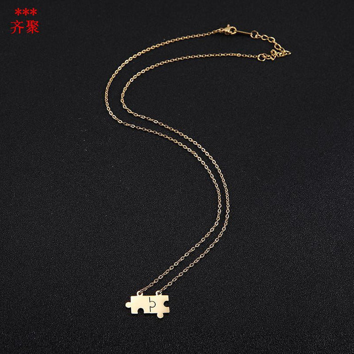 Wholesale Necklace Stainless Steel Simple Puzzle Clavicle Chain JDC-NE-QiJu013