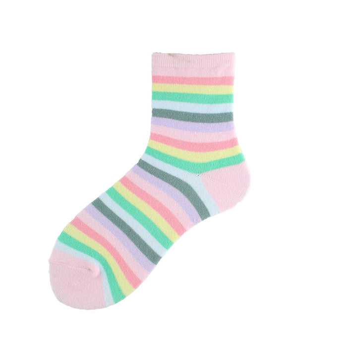 Wholesale Sock Cotton Mid Tube Rainbow Stripe JDC-SK-XiF007