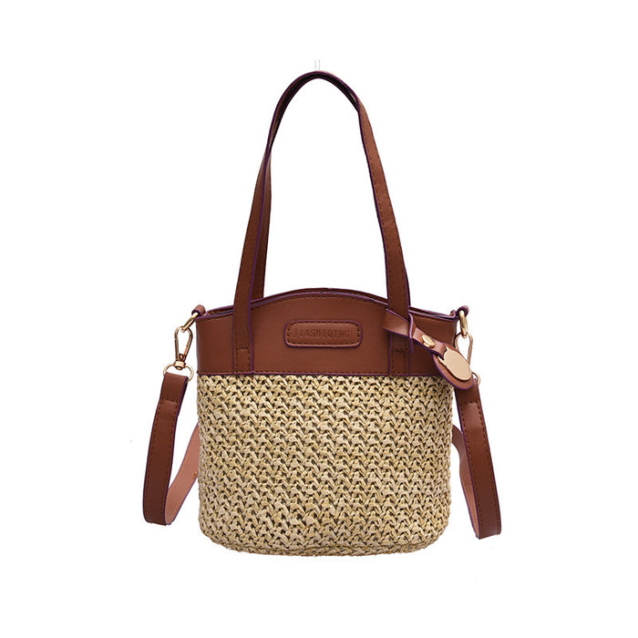 Wholesale Straw Shoulder Messenger Bag Handheld Beach Bucket Bag JDC-SD-Shens008