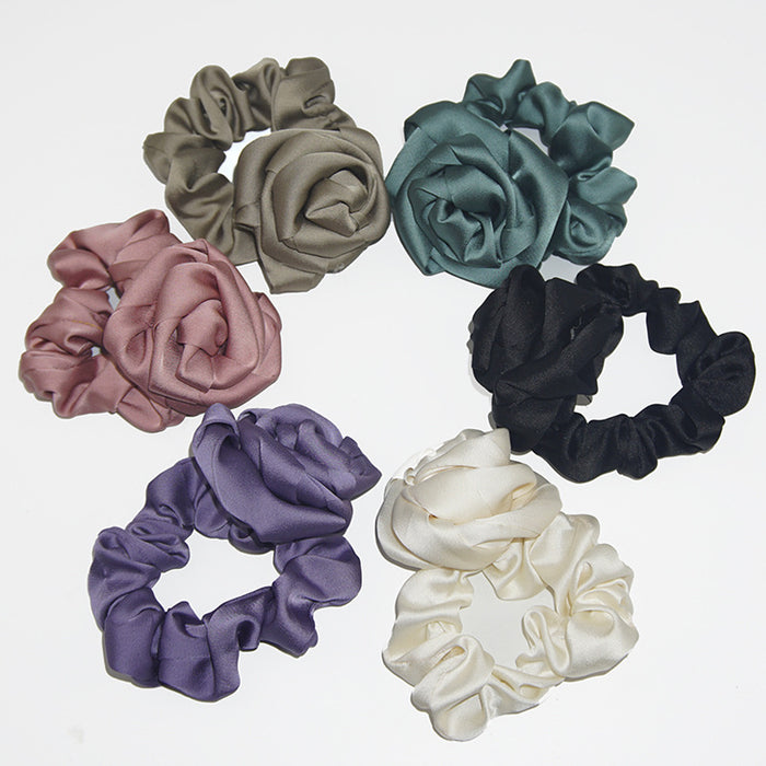 Wholesale Hair Scrunchies Cloth Classic Handmade Rose Hair Ring MOQ≥2 JDC-HS-HMXS001