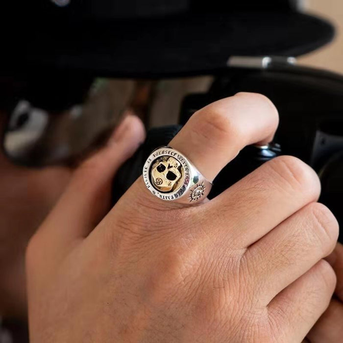 Wholesale Skull Punk Alloy Men's Ring JDC-RS-Hechen006