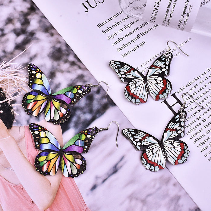 Wholesale Butterfly PU Leather Earrings MOQ≥2 JDC-ES-Yongz002