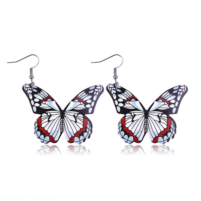 Wholesale Butterfly PU Leather Earrings MOQ≥2 JDC-ES-Yongz002