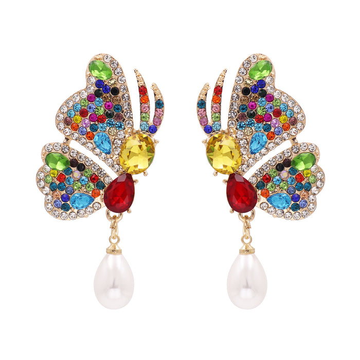 Jewelry WholesaleWholesale Butterfly Rhinestone Alloy Earrings JDC-ES-LIUM049 Earrings 榴芒 %variant_option1% %variant_option2% %variant_option3%  Factory Price JoyasDeChina Joyas De China