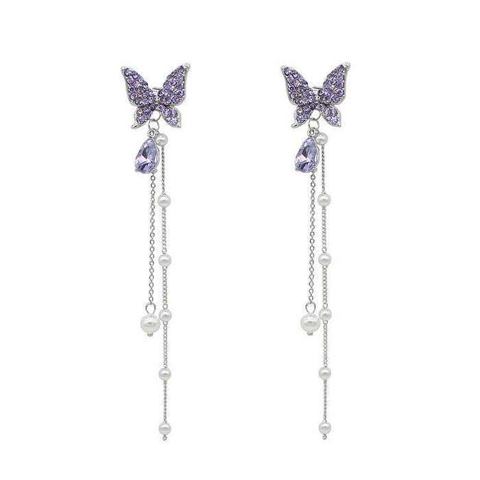 Wholesale purple 925 silver needle Earrings MOQ≥3 JDC-ES-jinghy005