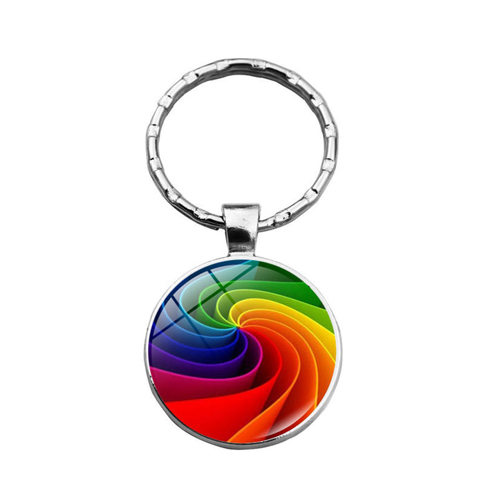 Wholesale rainbow flowers gay pride keychain pendant LGBT JDC-KC-XuS025