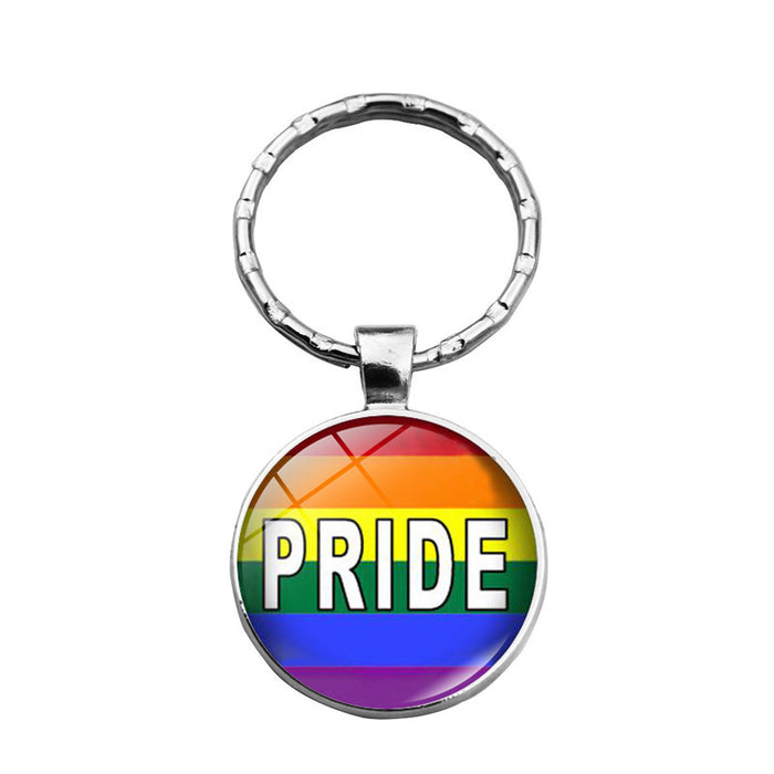 Wholesale rainbow flowers gay pride keychain pendant LGBT JDC-KC-XuS025