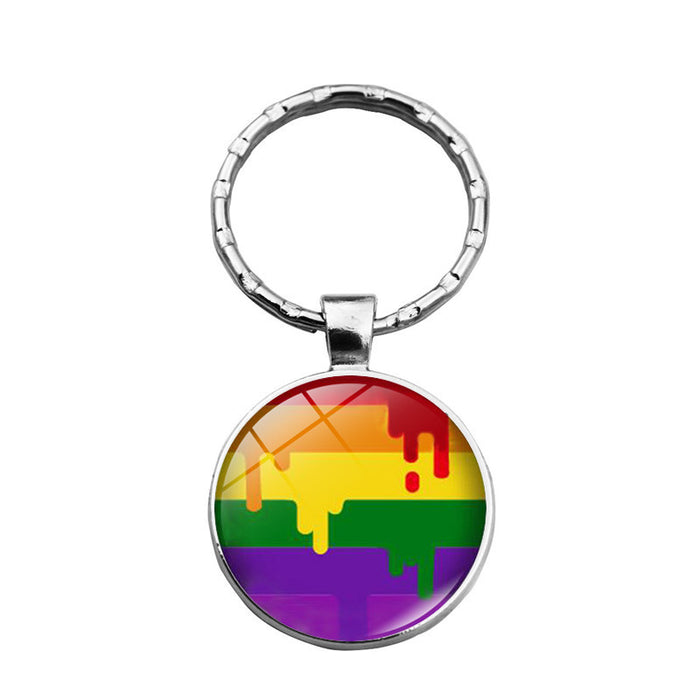 Wholesale rainbow flowers gay pride keychain pendant LGBT JDC-KC-XuS025