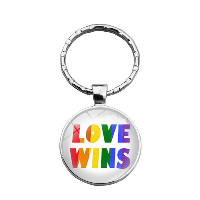 Wholesale rainbow flowers gay pride keychain pendant LGBT JDC-KC-XuS025