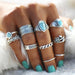 Jewelry WholesaleWholesale Vintage Totem Flower Turquoise Knuckle Alloy Ring Set JDC-RS-Saip010 Rings 赛蒲 %variant_option1% %variant_option2% %variant_option3%  Factory Price JoyasDeChina Joyas De China