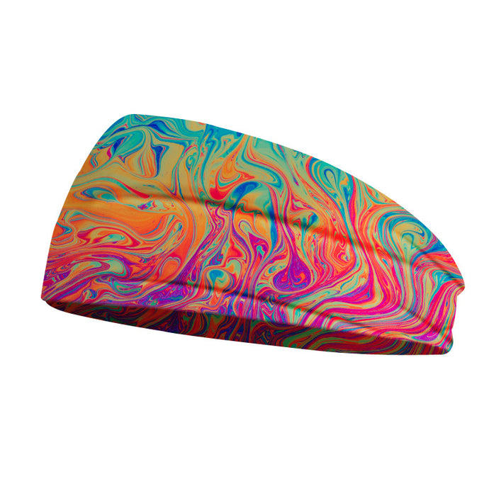 Wholesale Headband Polyester Spandex Sports Colorful Print Rainbow JDC-HD-KuS001