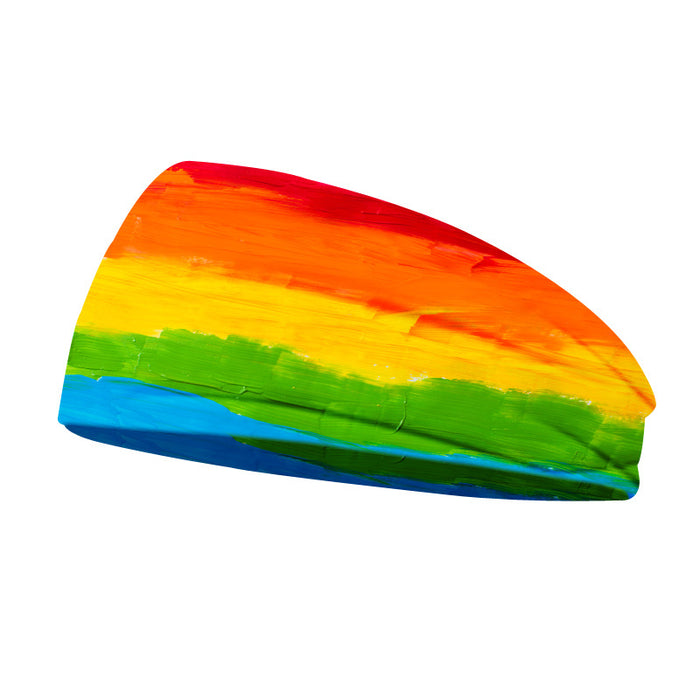 Wholesale Headband Polyester Spandex Sports Colorful Print Rainbow JDC-HD-KuS001