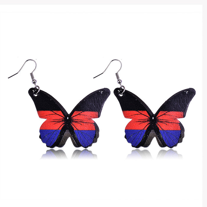 Wholesale Butterfly PU Leather Earrings MOQ≥2 JDC-ES-Yongz002