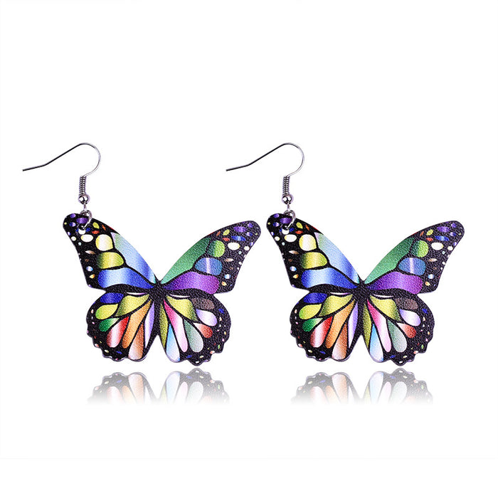 Wholesale Butterfly PU Leather Earrings MOQ≥2 JDC-ES-Yongz002