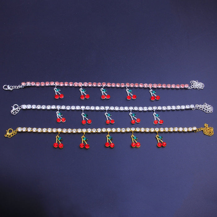 Jewelry WholesaleWholesale water drill cherry foot chain JDC-AS-XinS007 Anklets 心饰 %variant_option1% %variant_option2% %variant_option3%  Factory Price JoyasDeChina Joyas De China