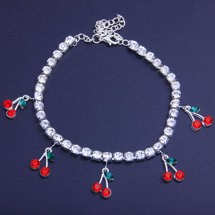 Jewelry WholesaleWholesale water drill cherry foot chain JDC-AS-XinS007 Anklets 心饰 %variant_option1% %variant_option2% %variant_option3%  Factory Price JoyasDeChina Joyas De China