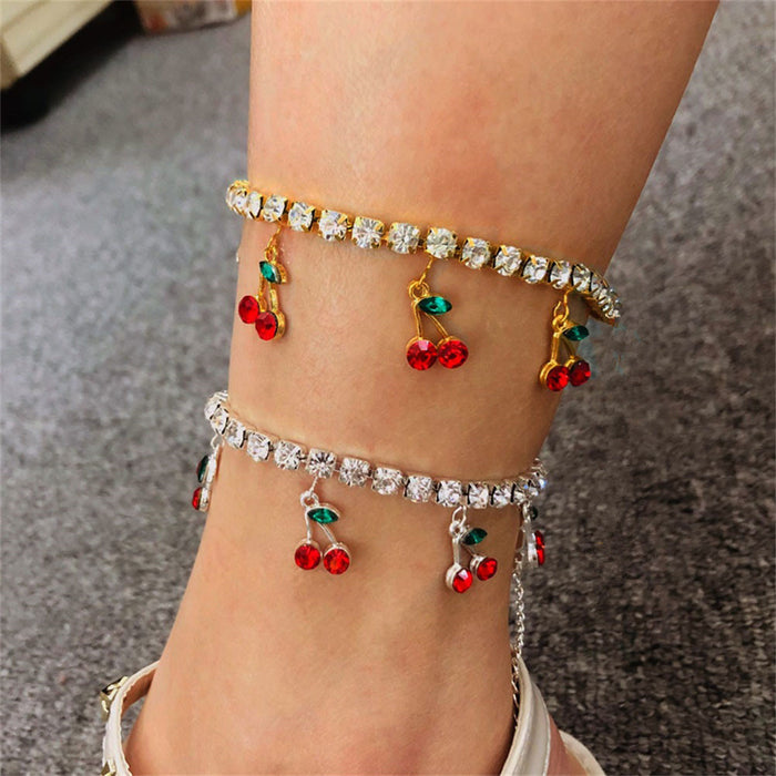 Jewelry WholesaleWholesale water drill cherry foot chain JDC-AS-XinS007 Anklets 心饰 %variant_option1% %variant_option2% %variant_option3%  Factory Price JoyasDeChina Joyas De China