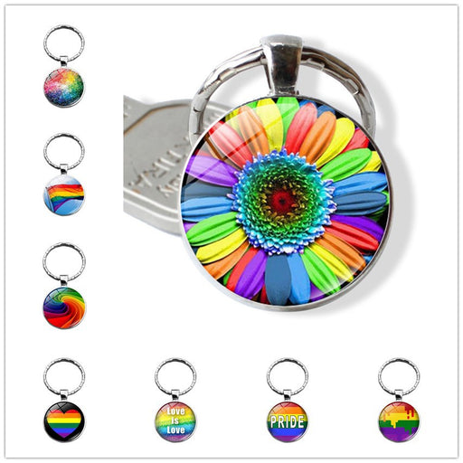 Jewelry WholesaleWholesale rainbow flowers gay pride keychain pendant LGBT JDC-KC-XuS025 Keychains 溆水 %variant_option1% %variant_option2% %variant_option3%  Factory Price JoyasDeChina Joyas De China