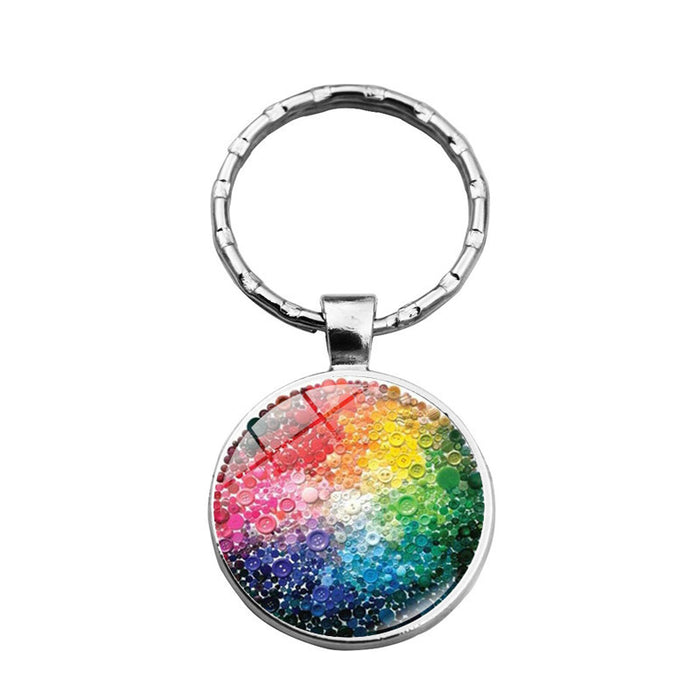 Wholesale rainbow flowers gay pride keychain pendant LGBT JDC-KC-XuS025