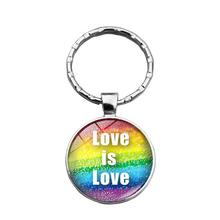 Wholesale rainbow flowers gay pride keychain pendant LGBT JDC-KC-XuS025