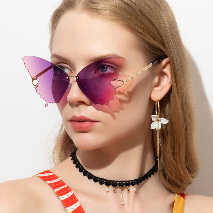 Jewelry WholesaleWholesale Large Frame Gradient Butterfly Sunglasses JDC-SG-BaiLuan003 Sun Glasses 佰銮 %variant_option1% %variant_option2% %variant_option3%  Factory Price JoyasDeChina Joyas De China