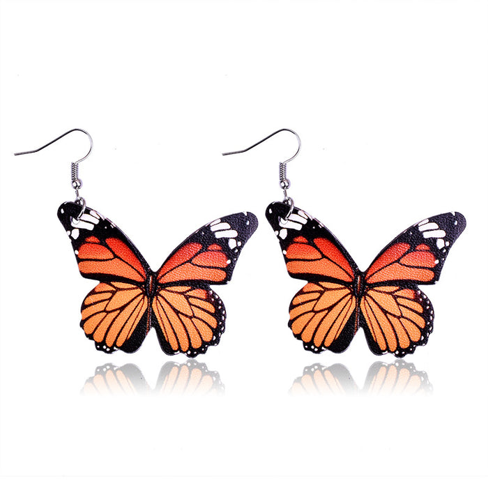 Wholesale Butterfly PU Leather Earrings MOQ≥2 JDC-ES-Yongz002