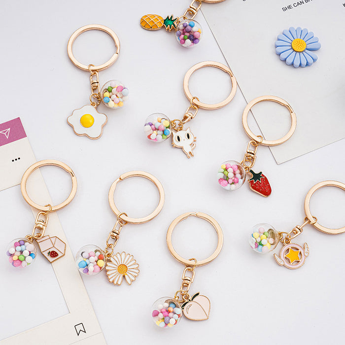 Wholesale cartoon girly heart keychain cute keyring ring JDC-KC-HHui005