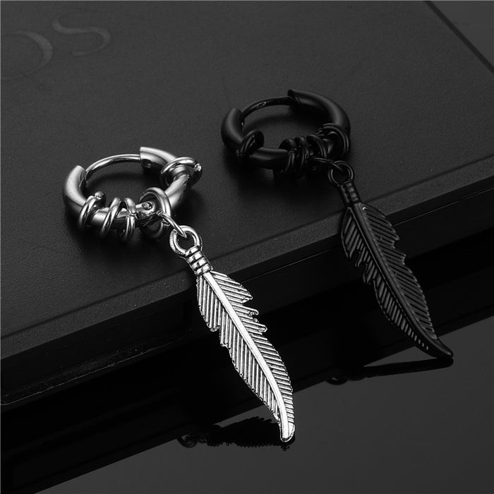 Wholesale Stainless Steel Feather Ear Clips JDC-ES-Qiany011