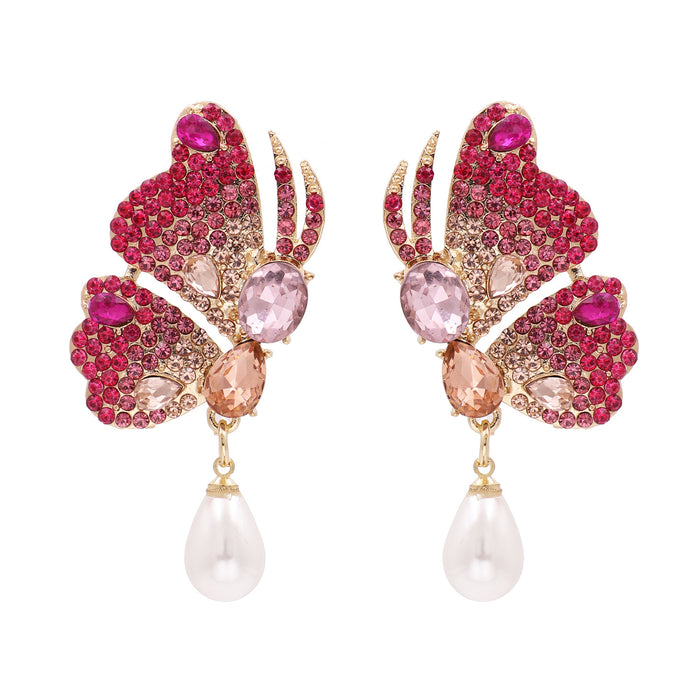 Jewelry WholesaleWholesale Butterfly Rhinestone Alloy Earrings JDC-ES-LIUM049 Earrings 榴芒 %variant_option1% %variant_option2% %variant_option3%  Factory Price JoyasDeChina Joyas De China