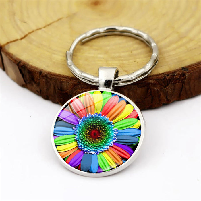 Wholesale rainbow flowers gay pride keychain pendant LGBT JDC-KC-XuS025