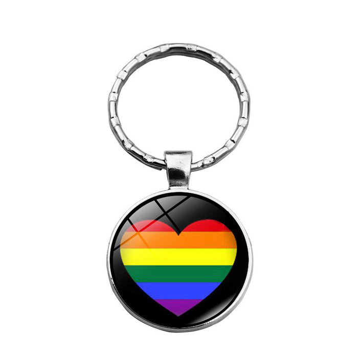 Wholesale rainbow flowers gay pride keychain pendant LGBT JDC-KC-XuS025