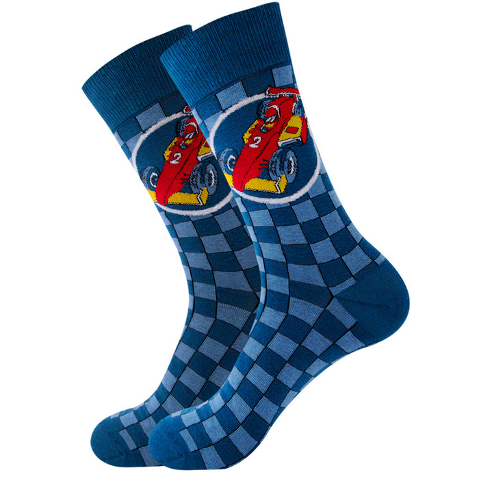 Wholesale Socks Cotton Racing Crown Plaid MOQ≥3 JDC-SK-ZhuoQi002