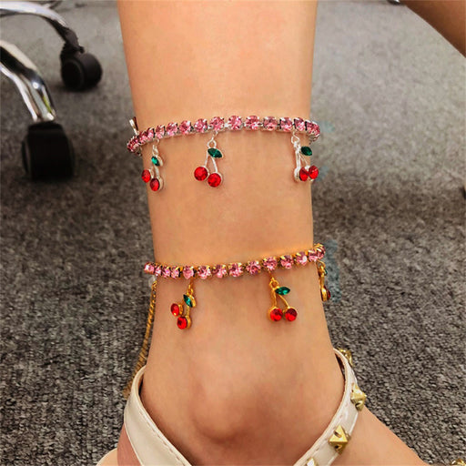 Jewelry WholesaleWholesale water drill cherry foot chain JDC-AS-XinS007 Anklets 心饰 %variant_option1% %variant_option2% %variant_option3%  Factory Price JoyasDeChina Joyas De China