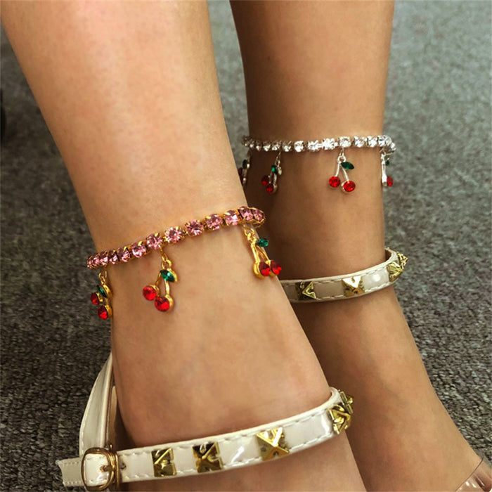 Jewelry WholesaleWholesale water drill cherry foot chain JDC-AS-XinS007 Anklets 心饰 %variant_option1% %variant_option2% %variant_option3%  Factory Price JoyasDeChina Joyas De China