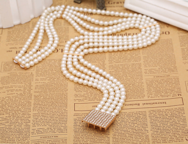 Wholesale Belt Pearl Waist Chain Wide Belt JDC-KB-SuiY007