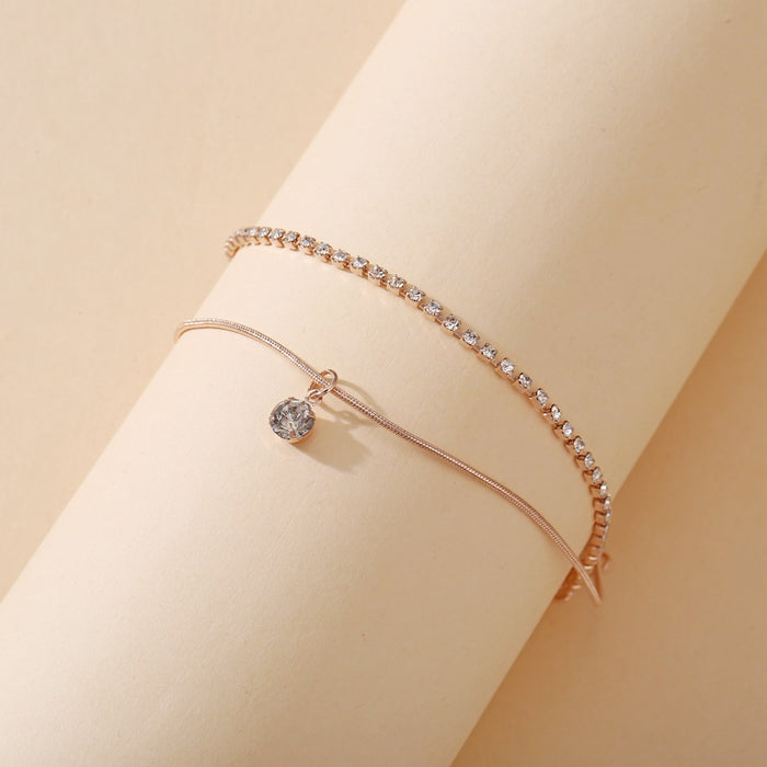 Jewelry WholesaleWholesale creative simple new double-layer diamond inlaid Anklets JDC-AS-F504 Anklet 韩之尚 %variant_option1% %variant_option2% %variant_option3%  Factory Price JoyasDeChina Joyas De China