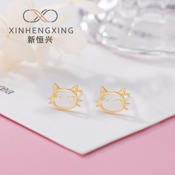 Wholesale Earrings Sterling Silver Cute Cats JDC-ES-STJ002