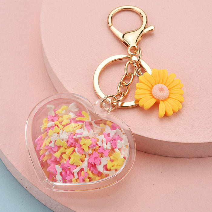 Wholesale Acrylic Color Stereo Pattern Oiled Heart Shape Keychain JDC-KC-YPin008