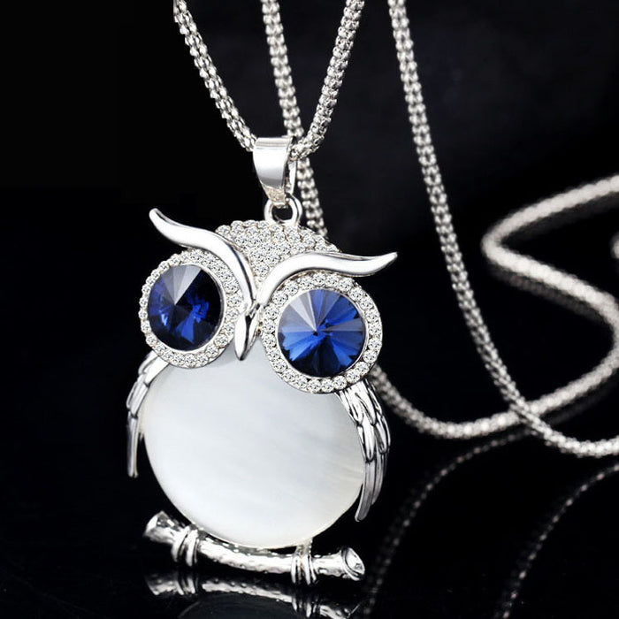 Jewelry WholesaleWholesale Sweater Chain Vintage Owl Long Crystal Necklace Women JDC-NE-YouH001 Necklaces 优鸿 %variant_option1% %variant_option2% %variant_option3%  Factory Price JoyasDeChina Joyas De China