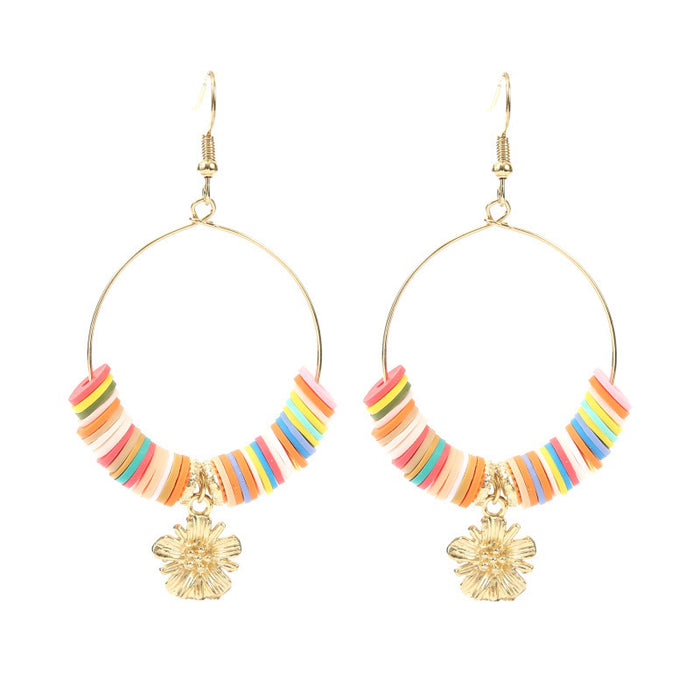 Jewelry WholesaleWholesale round multicolor flower soft ceramic beaded earrings JDC-ES-Lai015 Earrings 恋艾 %variant_option1% %variant_option2% %variant_option3%  Factory Price JoyasDeChina Joyas De China