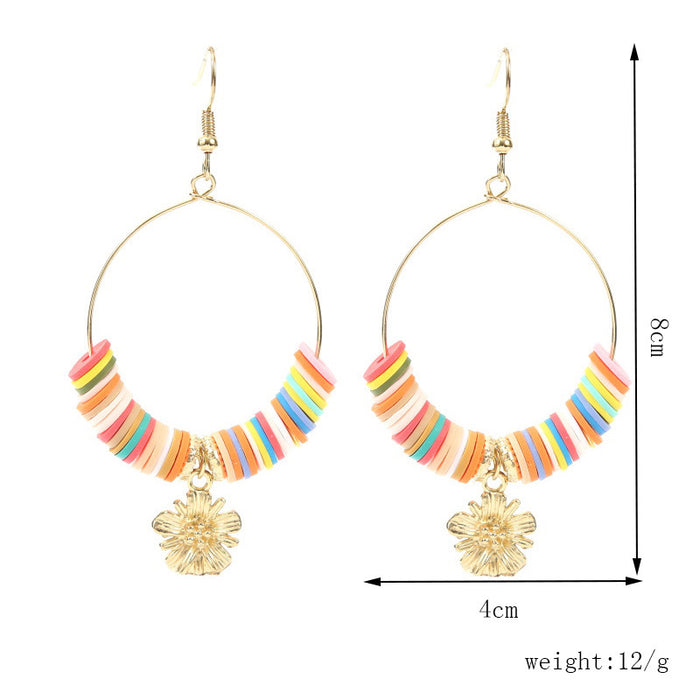 Jewelry WholesaleWholesale round multicolor flower soft ceramic beaded earrings JDC-ES-Lai015 Earrings 恋艾 %variant_option1% %variant_option2% %variant_option3%  Factory Price JoyasDeChina Joyas De China