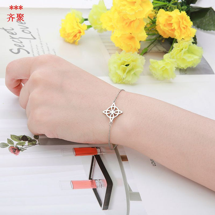 Wholesale Bracelet Stainless Steel Openwork Flower Adjustable JDC-BT-QiJu002