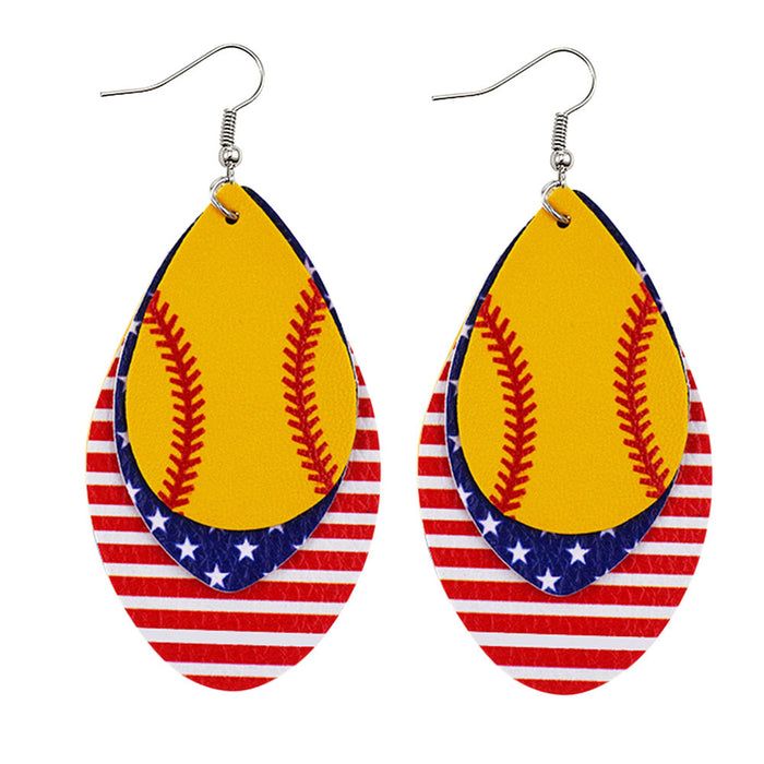 Jewelry WholesaleWholesale Independence Day Flag Baseball Printed PU Leather Earrings JDC-ES-Chengy013 Earrings Chengy %variant_option1% %variant_option2% %variant_option3%  Factory Price JoyasDeChina Joyas De China