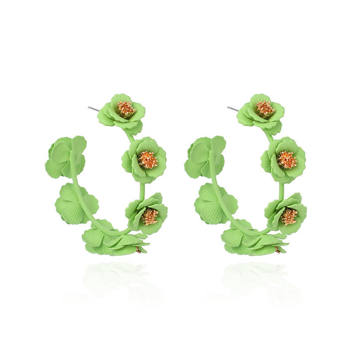 Wholesale Geometric C Shape Cute Flower Handmade Earrings MOQ≥2 JDC-ES-Yir004