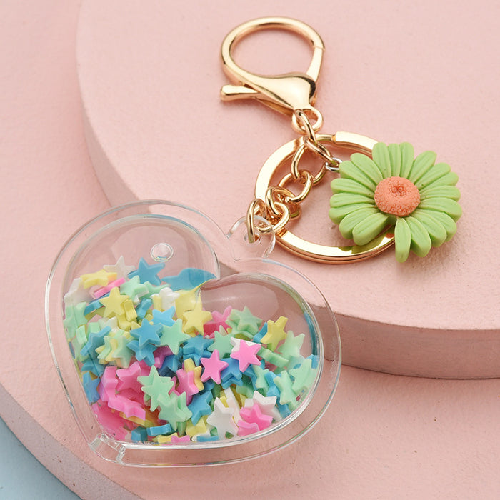 Wholesale Acrylic Color Stereo Pattern Oiled Heart Shape Keychain JDC-KC-YPin008