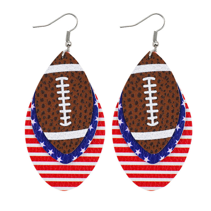 Jewelry WholesaleWholesale Independence Day Flag Baseball Printed PU Leather Earrings JDC-ES-Chengy013 Earrings Chengy %variant_option1% %variant_option2% %variant_option3%  Factory Price JoyasDeChina Joyas De China