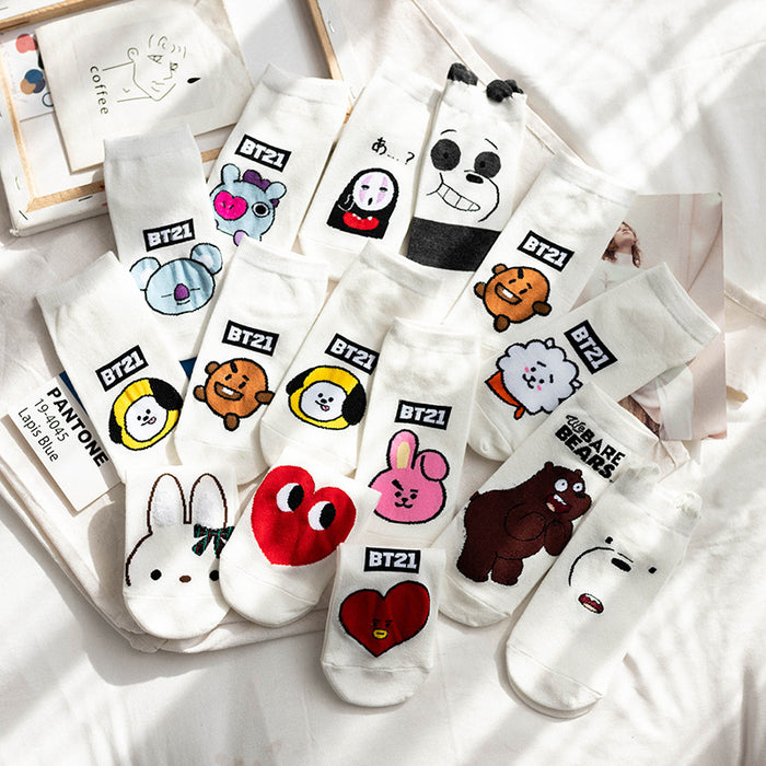 Wholesale socks women cute cartoon straight socks JDC-SK-CYu003